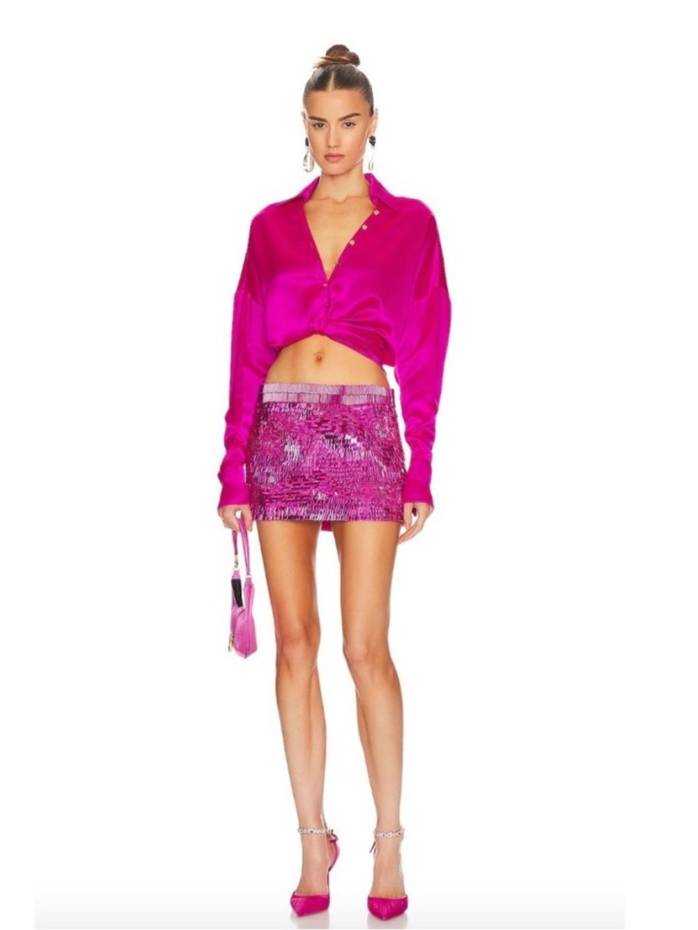 Retrofete Hot Pink Sequin Mini Skirt